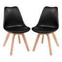 Ver imagem 1 de Kit C/2 Cadeiras Leda – Charles Eames, Saarinen Wood com Almofada Preta