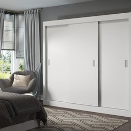 Roupeiro Artemis 3 Portas de Correr 2 Gavetas 2 Cabideiros 1053 Soluzione Móveis Branco - 1