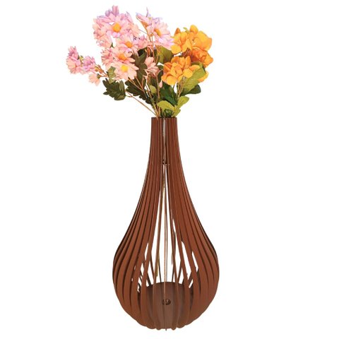 Vaso de Chão Decorativo Grande Capadócia Mdf:marrom/75x40cm