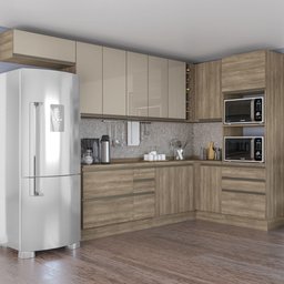 Cozinha Completa Planejada de Canto 3,39x1,68mt 11 Peças Linha Maxxi Cb340 Kappesberg - Nogal - 1 Cozinha Completa Planejada de Canto 3,39x1,68mt 11 Peças Linha Maxxi Cb340 Kappesberg - Nogal - 1