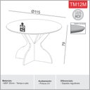Ver imagem 3 de Mesa de Jantar 1,15m Redonda com Tampo de Vidro 4 Lugares Dalla Costa 100% MDF Cor:Off White com