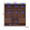 Ver imagem 4 de Guarda-Roupa MDF 6 Portas de Bater 6 Gavetas Fenix