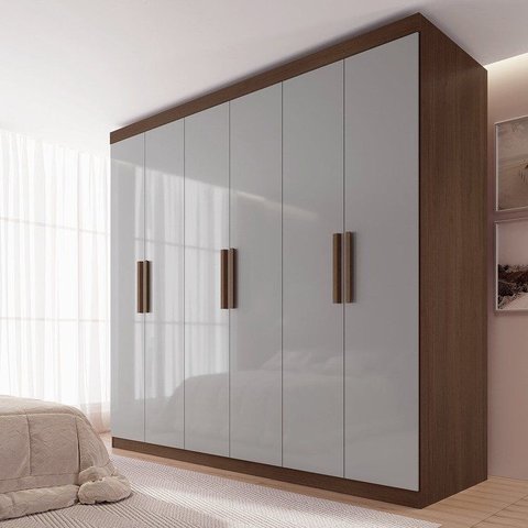 Guarda-Roupa MDF 6 Portas de Bater 6 Gavetas Fenix