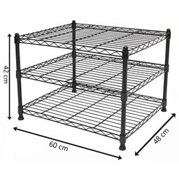 Estante Multiuso Arame Aço Preto 3 Prateleiras Montável Decoração Cozinha Área de Serviço - 2
