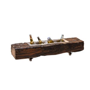 Cervejeira Em Dormente Rústico Portátil com Rodinhas - Inox 304 100 cm Sala Cervejeira 100 cm