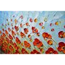 Quadro Pintura Tela idéias textura vermelho flor azul 5556: 50cm (A) x 100cm (L) - 3