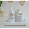 Kit Higiene Porcelana Bebê Banho Cuidado Quarto K014 Laço - Dourado - 2
