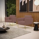 Ver imagem 1 de Kit 2 Poltronas Base X Industrial Dourado Marisa Veludo D03 - D’Rossi