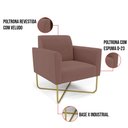 Ver imagem 3 de Kit 2 Poltronas Base X Industrial Dourado Marisa Veludo D03 - D’Rossi