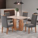 Ver imagem 1 de Mesa de Jantar 4 Lugares Nova York Mel/Blonde/Veludo Cinza - Panorama Móveis