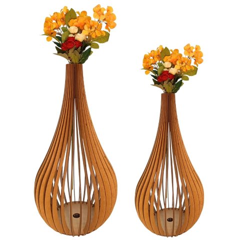 Vaso de Chão Decorativo Grande Capadócia Mdf:mdf Cru/kit com 2 - 90x40cm e 75x40cm