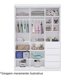 Roupeiro Infantil 3 Portas 4 Gavetas Eloá Branco Phoenix Baby - 2