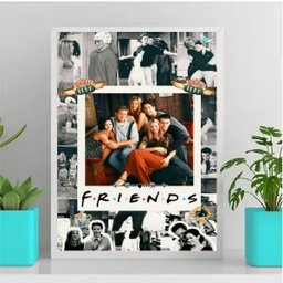 Quadro Decorativo Friends Colagem 33x24cm - com vidro:Madeira branca - 2
