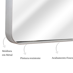 Espelho Corpo Inteiro Retangular com Moldura em Alumínio Prata 120x60cm - 5