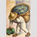 Ver imagem 2 de Quadro Diego Rivera Cabbage Seller Tela Moldura Bege 95X63Cm