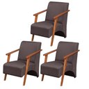 Ver imagem 1 de Kit 3 Poltronas Venus 1 Lugar Braço Madeira Maciça Tecido Suede Unidecor Marrom