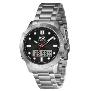 Relógio X-Watch Masculino Ref: Xmssa016 P1sx Prateado Anadigi Xmssa016-P1sx