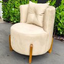 Ver imagem 2 de Poltrona Decorativa Orgânica Curva Luna Boucle Bege - Montanaris Decor