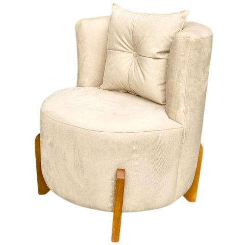 Poltrona Decorativa Orgânica Curva Luna Boucle Bege - Montanaris Decor
