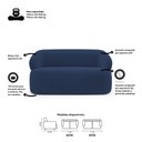 Ver imagem 6 de Kit Poltrona Giratória e Sofá Orgânico Living Glee 03 Lugares 170cm Veludo Azul Marinho - Desk Desig