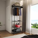 Ver imagem 1 de Guarda Roupa Aberto Industrial Modulado Solteiro Preto Cabideiro Ferro Preto
