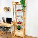 Ver imagem 2 de Estante 6 Prateleiras de Madeira Pinus Linea Slim com Gaveta Natural