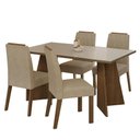 Ver imagem 2 de Conjunto Sala de Jantar Mesa Tampo de Vidro 4 Cadeiras Rustic/crema/imperial Porto Madesa