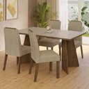 Ver imagem 1 de Conjunto Sala de Jantar Mesa Tampo de Vidro 4 Cadeiras Rustic/crema/imperial Porto Madesa