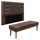 Ver imagem 1 de Kit Cabeceira e Calçadeira Recamier Queen 1,60m Marrom -