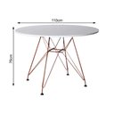 Ver imagem 2 de Mesa Eiffel Redonda 110cm Tampo de Madeira Branco com Base de Ferro Cobre