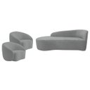 Ver imagem 1 de Kit Divã Recamier Orgânico França 160cm Lado Esquerdo e 2 Poltronas Amore Bouclé