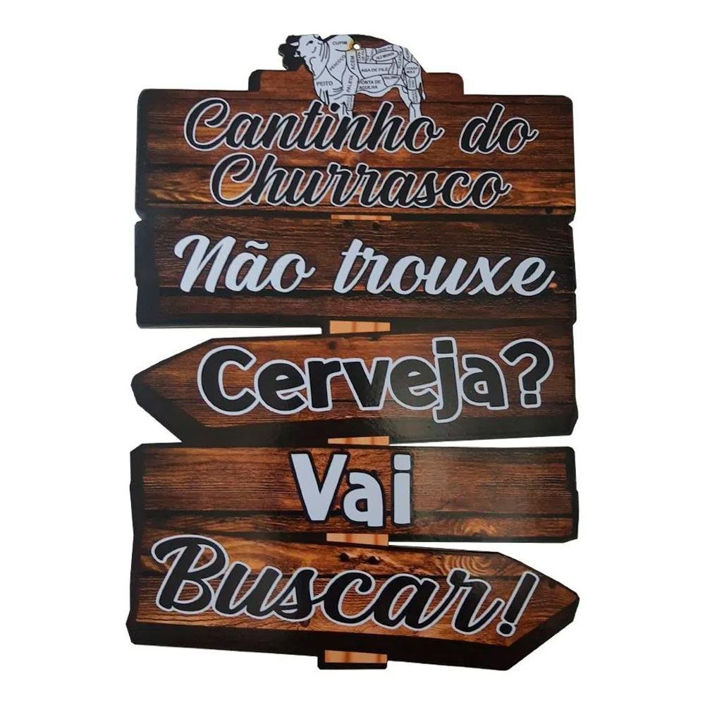 Placa Decorativa de Parede Madeira Bbq - Não Trouxe Cerveja? Vai Buscar!