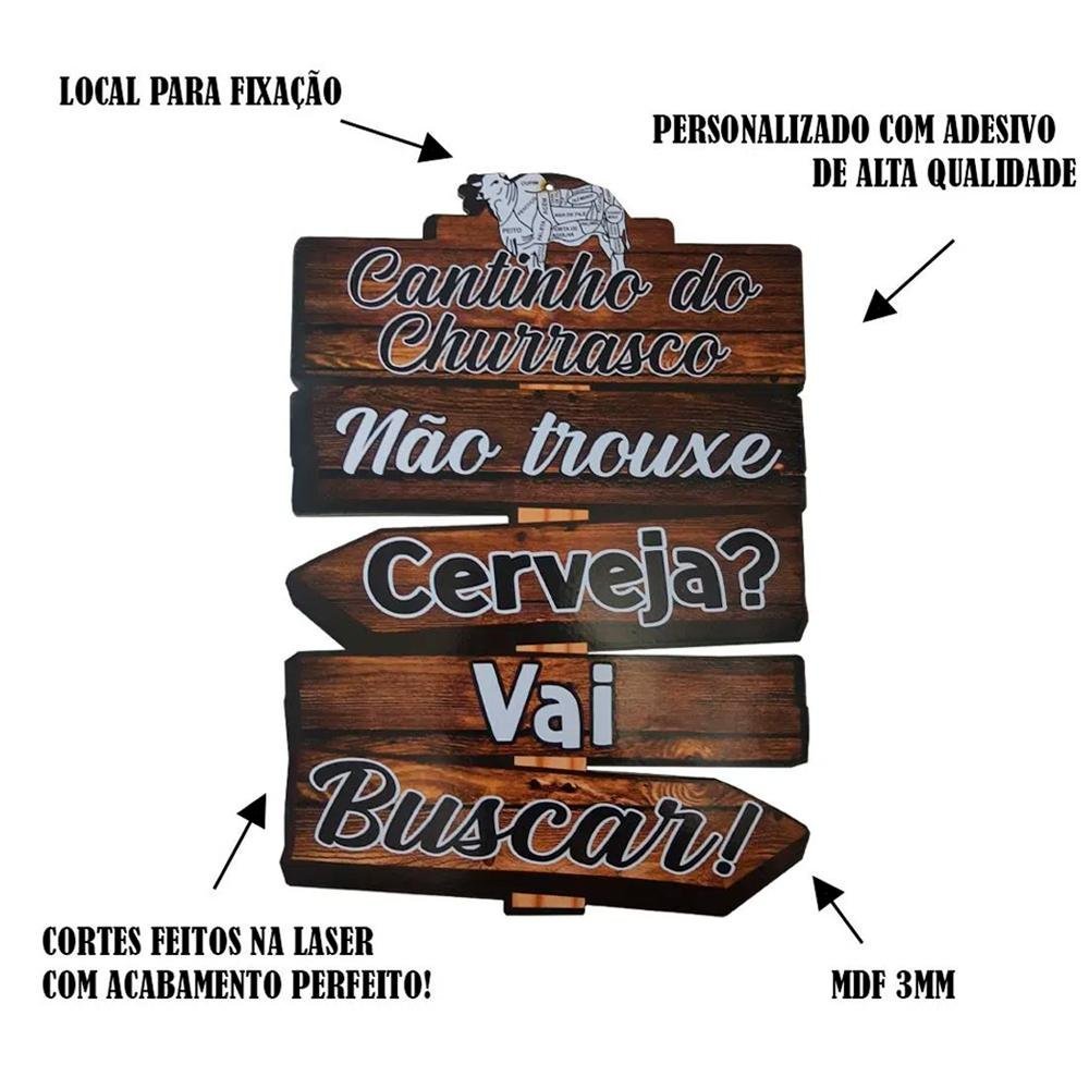 Placa Decorativa de Parede Madeira Bbq - Não Trouxe Cerveja? Vai Buscar! - 2