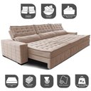Ver imagem 3 de Sofá Retrátil e Reclinável 3,55m Cama inBox Big Puffer com SoftGel D40 Velupluma Bege