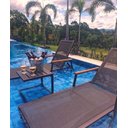 Ver imagem 2 de Kit Mesa 1,40m Aluminio + 6 Cadeiras Jardim + 2 Espreguiçadeiras Piscina + Mesinha e Guarda Sol