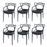 Kit com 6 Cadeiras Allegra Ana Maria Masters Jantar Cozinha Jardim Empilhável Preta - 2