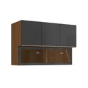 Ver imagem 1 de Armário Aéreo P/ Cozinha Vibra T651 C/ 4 Portas (1 C/ Vidro) 120cm Canela/grafite Lacca -