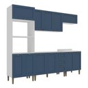 Ver imagem 2 de Cozinha Compacta Modulada 5 Peças 11 Portas 3 Gavetas 260cm Provençal Branco/Azul - Mademovel