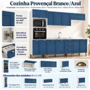 Ver imagem 6 de Cozinha Compacta Modulada 5 Peças 11 Portas 3 Gavetas 260cm Provençal Branco/Azul - Mademovel