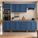 Ver imagem 3 de Cozinha Compacta Modulada 5 Peças 11 Portas 3 Gavetas 260cm Provençal Branco/Azul - Mademovel