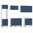 Ver mais imagens de Cozinha Compacta Modulada 5 Peças 11 Portas 3 Gavetas 260cm Provençal Branco/Azul - Mademovel