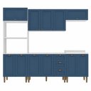 Ver imagem 4 de Cozinha Compacta Modulada 5 Peças 11 Portas 3 Gavetas 260cm Provençal Branco/Azul - Mademovel