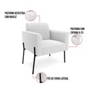 Ver imagem 4 de Namoradeira e Poltrona Pé Ferro Preto Marisa Bouclê Off White D03 - D’Rossi