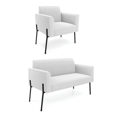 Namoradeira e Poltrona Pé Ferro Preto Marisa Bouclê Off White D03 - D’Rossi