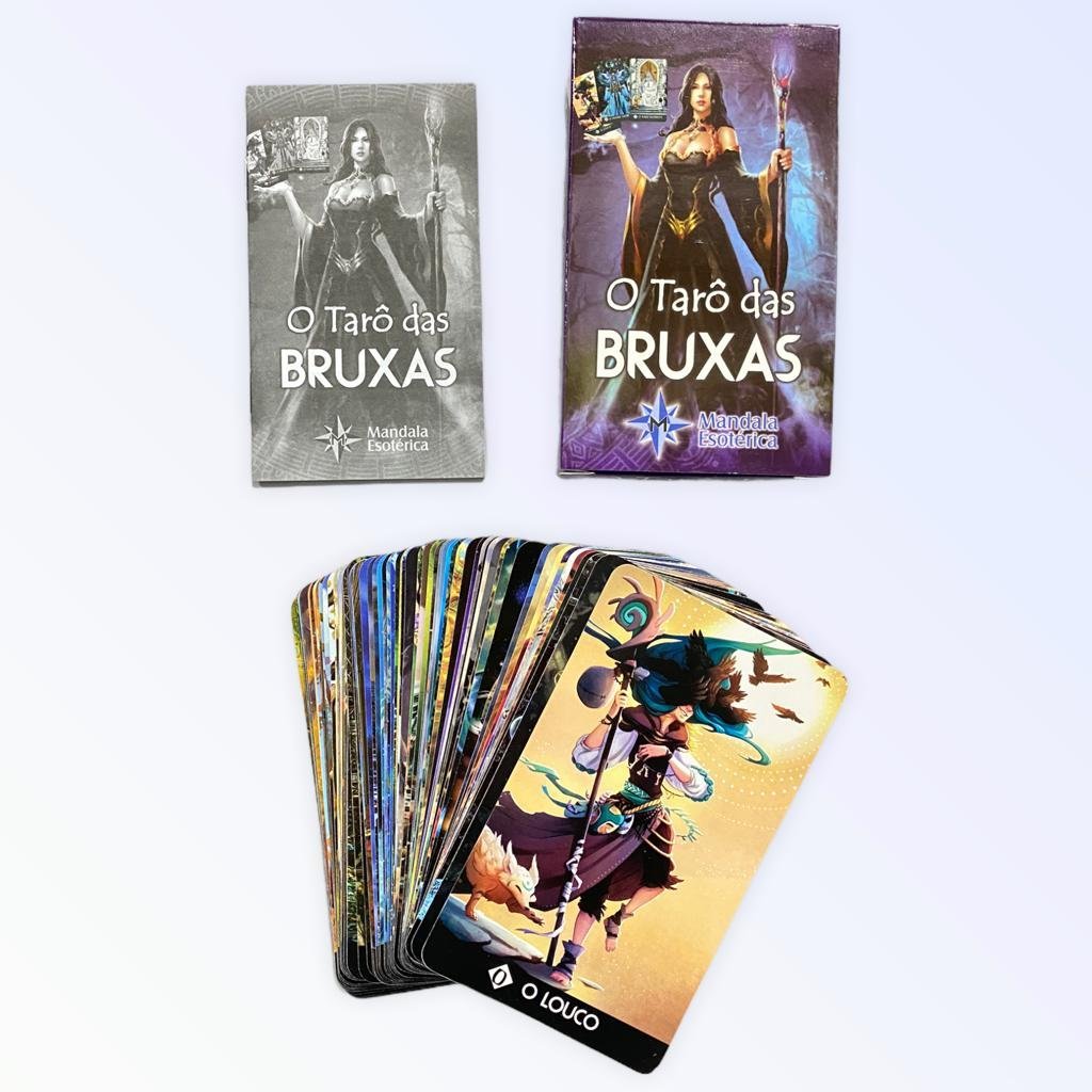 Baralho Tarot das Bruxas 78 cartas plastificado com manual Mandala Esotérica