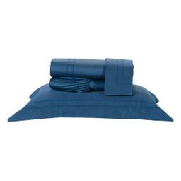 Roupa de Cama Queen Size Azul 400 Fios Egípcio 100% Algodão 4 Peças - 1