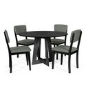 Ver imagem 1 de Mesa de Jantar Redonda Montreal Preta com 4 Cadeiras Estofadas Ella Preto/cinza
