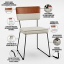 Ver imagem 6 de Mesa Capri 160cm Off White 6 Cadeiras Allana B05 Faixa Couríssimo Camel Linho Champagne - Lyam