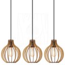 Ver imagem 4 de Pendente Luminária Bali E27 Mdf Rústico Sala Moderno 3 Un