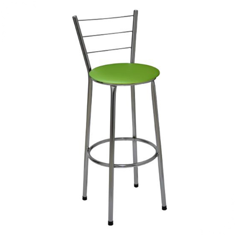 Banqueta Alta Cromada com Encosto Assento Verde
